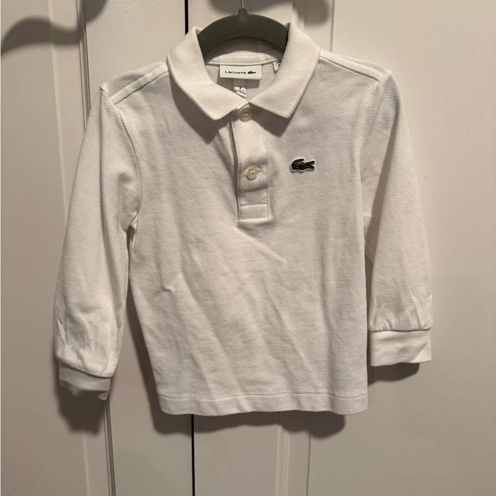 Lacoste Kids Long Sleeve White Polo